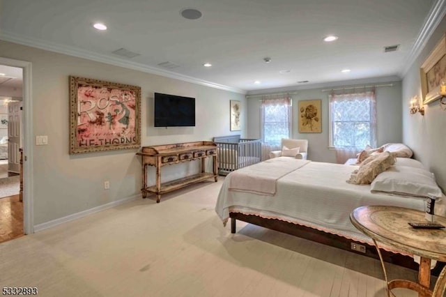 bedroom featuring ornamental molding