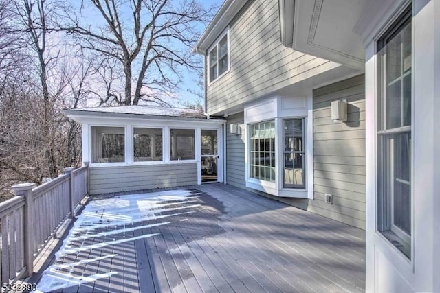 deck featuring a sunroom