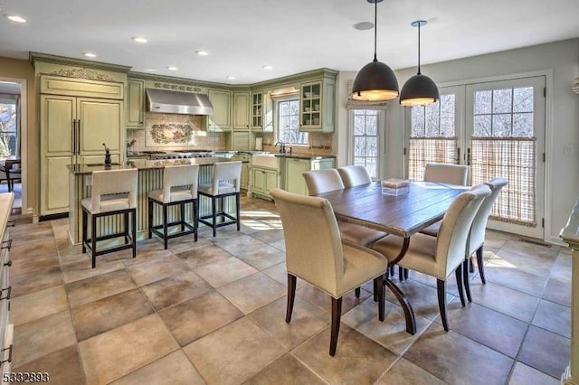 dining room featuring french doors