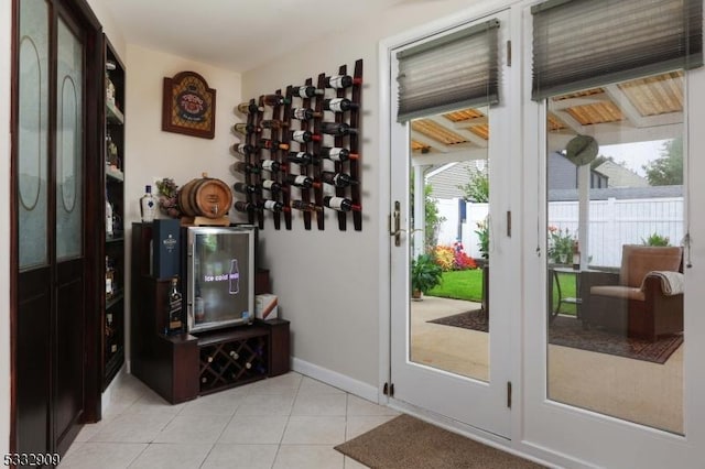 interior space featuring light tile patterned floors