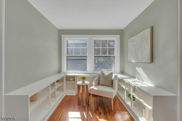 sitting room with light hardwood / wood-style floors