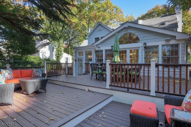 deck featuring an outdoor living space