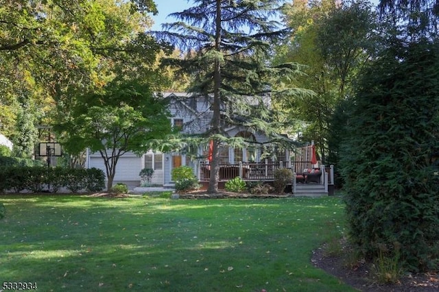 view of yard with a wooden deck