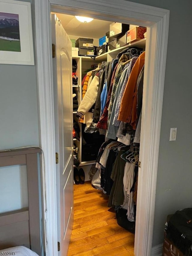 spacious closet featuring light wood-type flooring