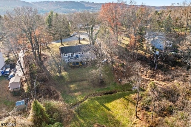 drone / aerial view with a mountain view