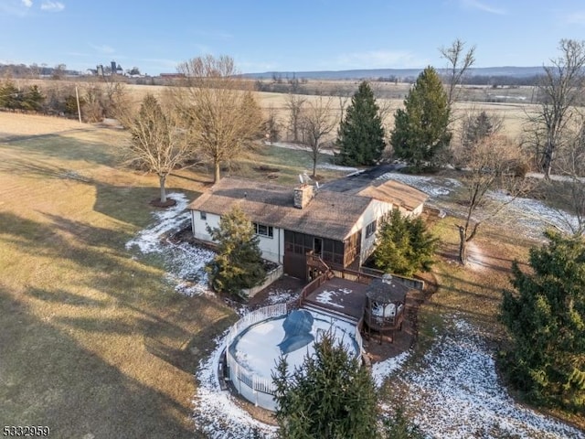 drone / aerial view with a rural view