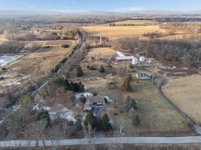 aerial view featuring a rural view