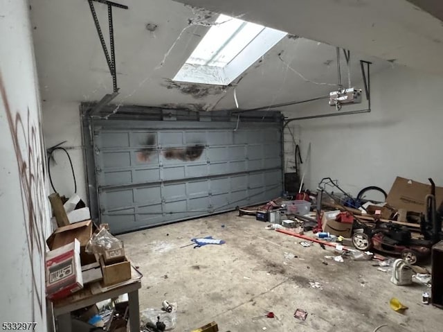 garage with a garage door opener