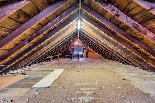 view of unfinished attic