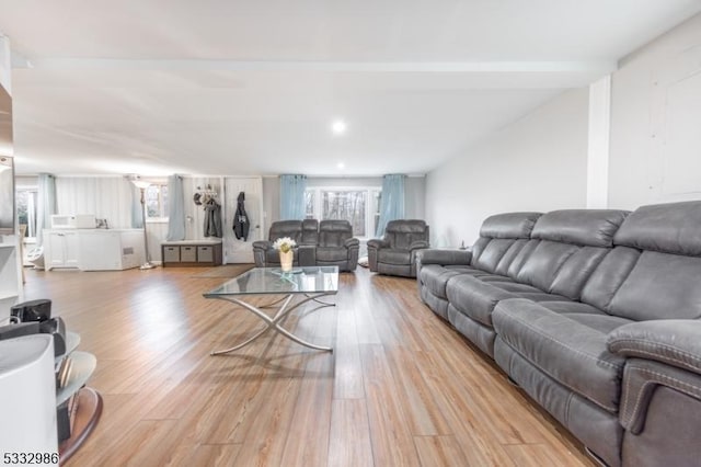 living room with light wood-type flooring