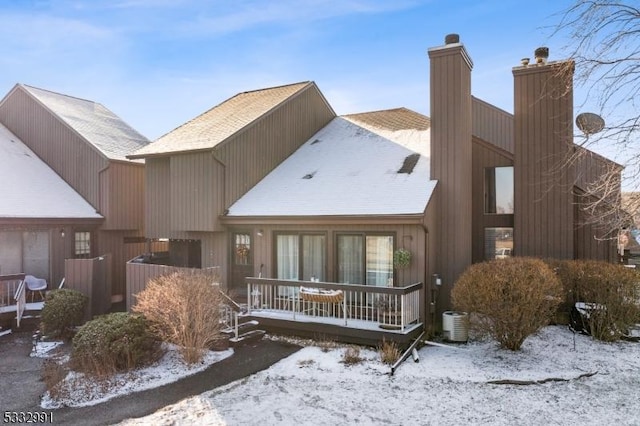 view of snow covered property