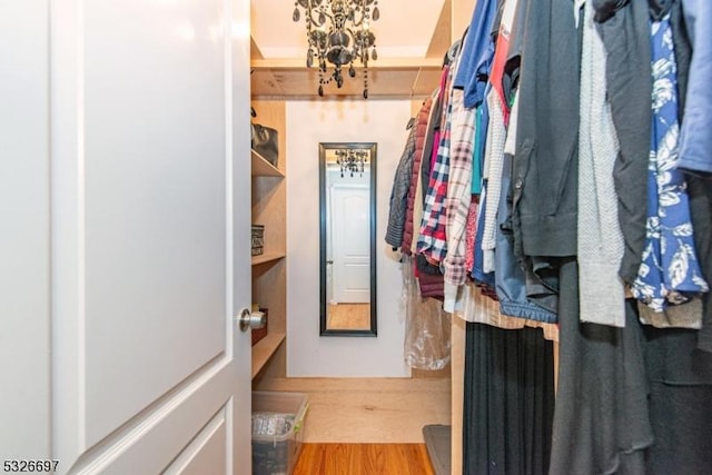 walk in closet featuring hardwood / wood-style floors