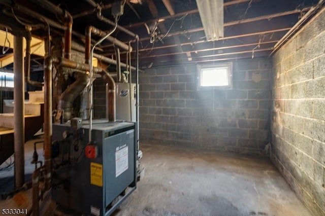 basement with water heater