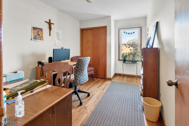 office featuring light hardwood / wood-style flooring