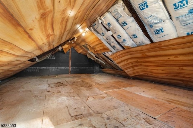 view of unfinished attic