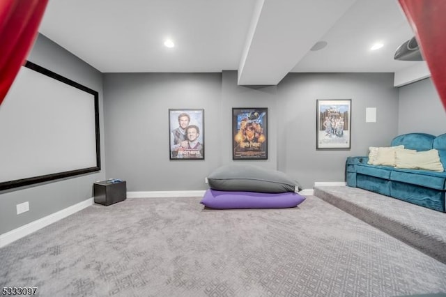 view of carpeted home theater room