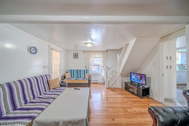 living room featuring light hardwood / wood-style flooring