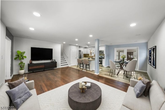 living room featuring hardwood / wood-style flooring