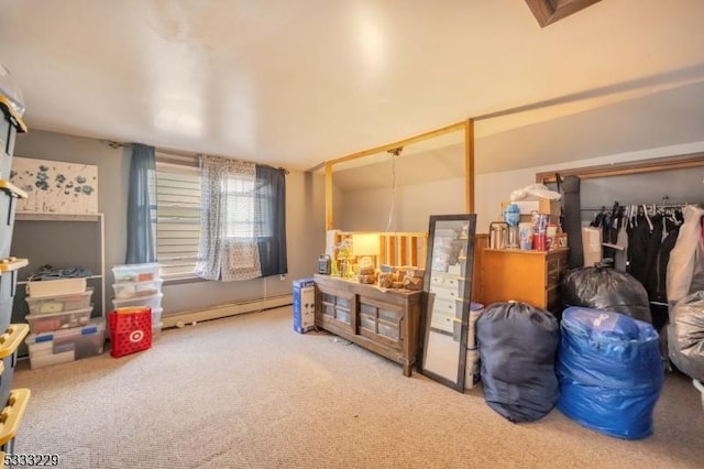 storage room featuring a baseboard radiator