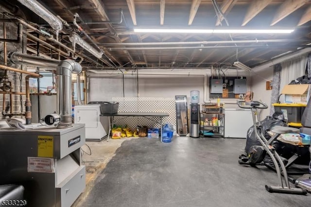 basement with washer / dryer and electric panel