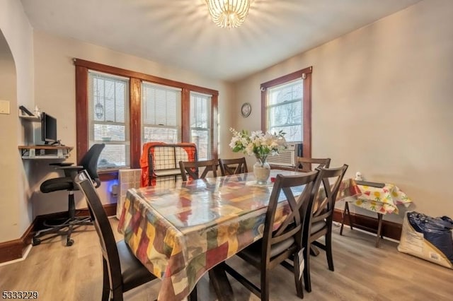 dining room featuring light hardwood / wood-style floors