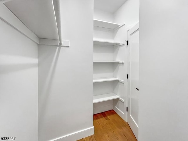 spacious closet with light hardwood / wood-style floors