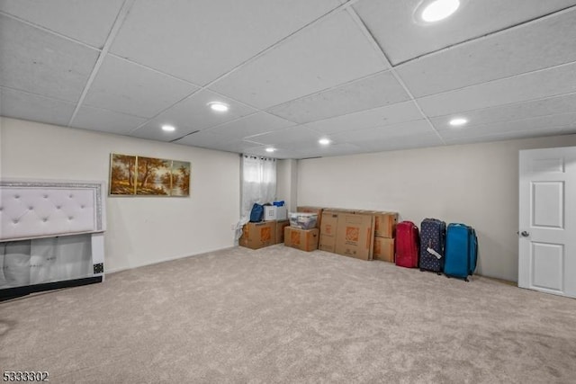 basement with carpet floors