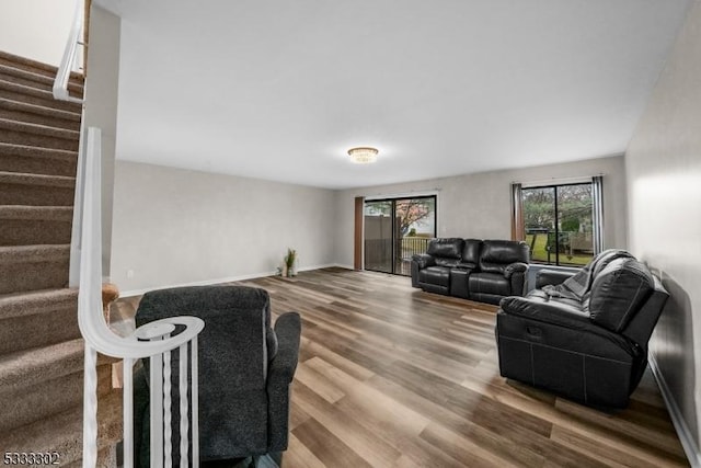 living room with hardwood / wood-style floors