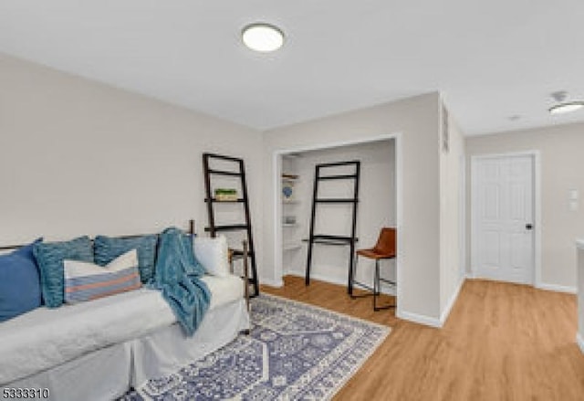 living room with wood-type flooring