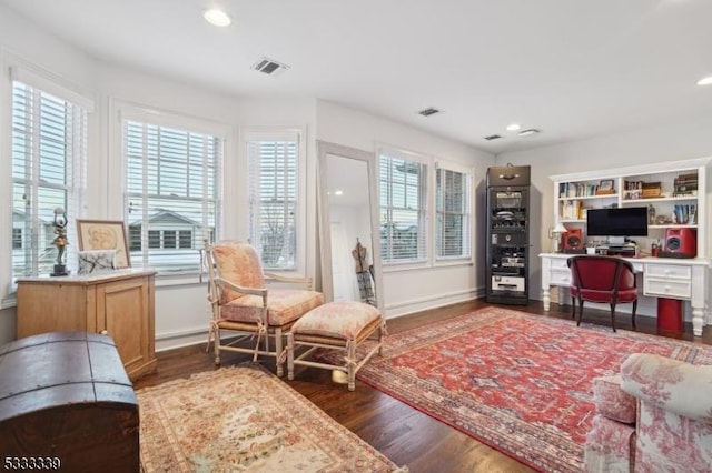 living area featuring dark hardwood / wood-style floors and a wealth of natural light