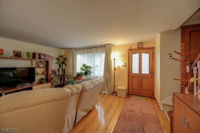 living room with light wood-type flooring