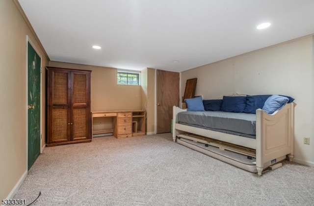 bedroom featuring carpet