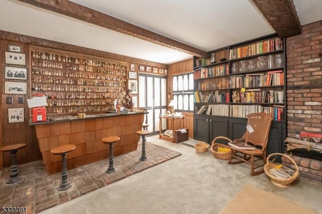 4 Webster Rd, Franklin Twp, NJ 08873 - indoor dry bar featuring beam ceiling and carpet floors