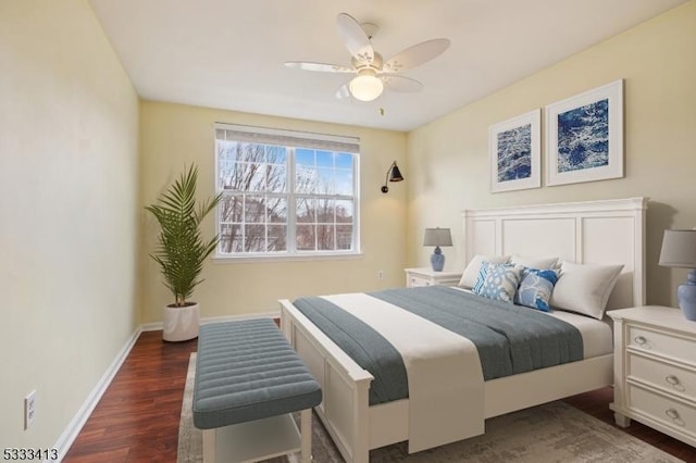 30 Stirrup Ln, Raritan Twp, NJ 08822 - bedroom with baseboards, a ceiling fan, and dark wood-style flooring