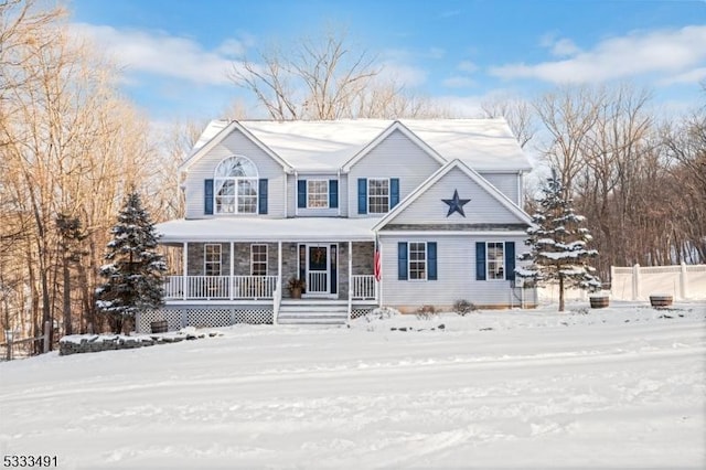 view of front of property featuring covered porch