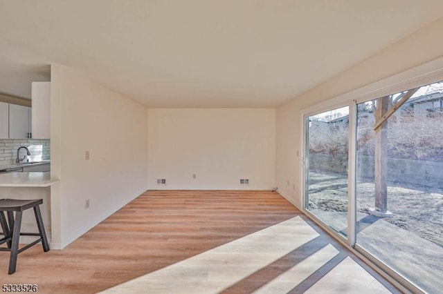 interior space featuring light hardwood / wood-style floors and sink