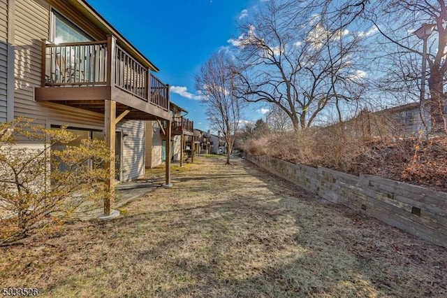 view of yard with a deck