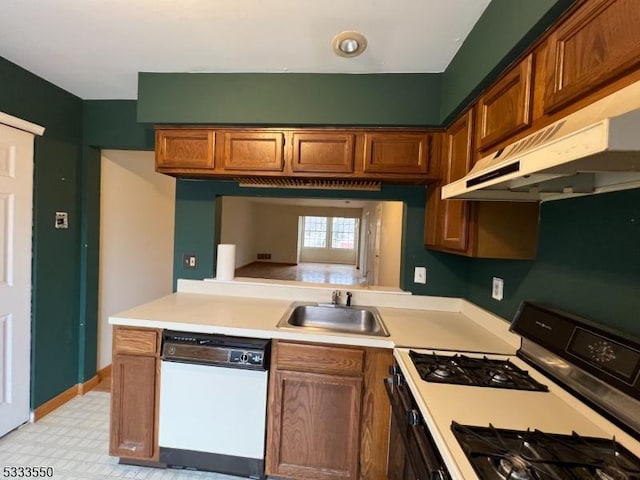 kitchen with sink, dishwasher, and black gas stove