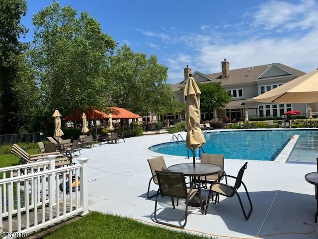 view of pool featuring a patio area