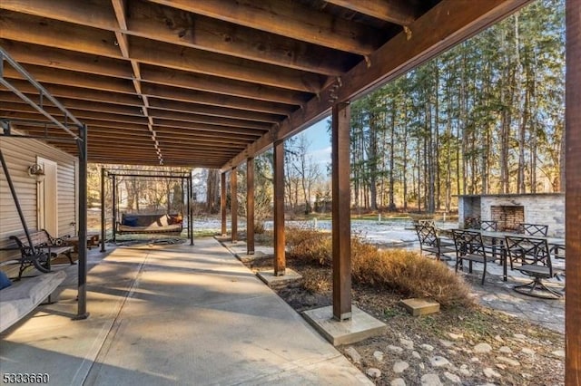 view of patio / terrace with an outdoor structure