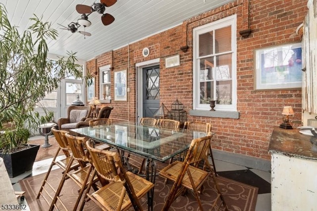 view of patio / terrace featuring ceiling fan