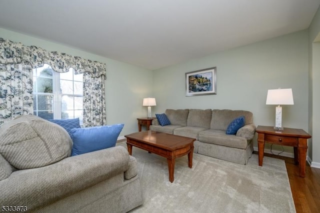 living room with hardwood / wood-style floors