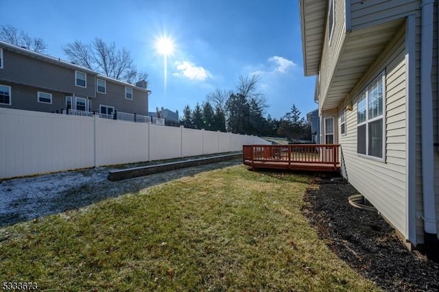 view of yard with a deck