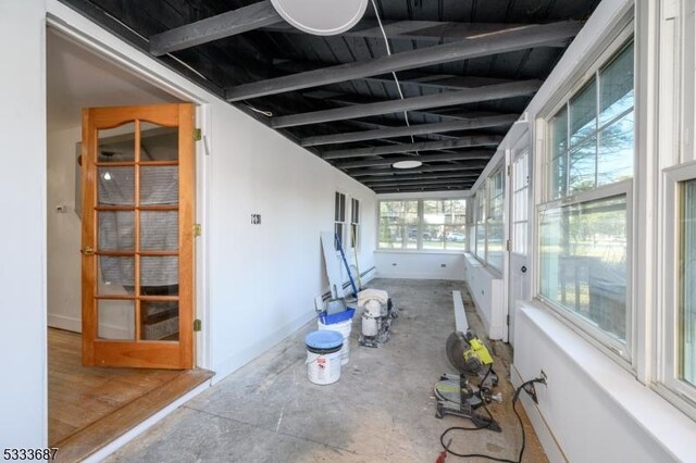 view of unfurnished sunroom