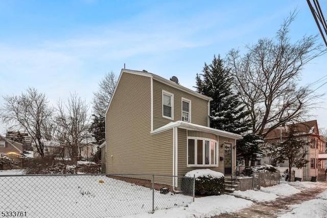 view of snow covered exterior