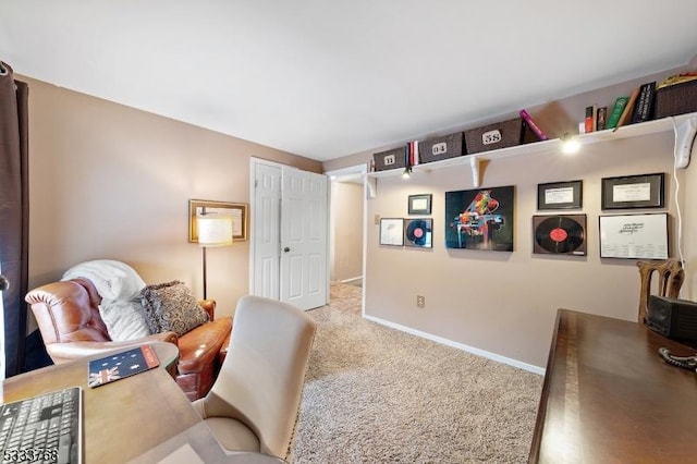 sitting room with carpet floors