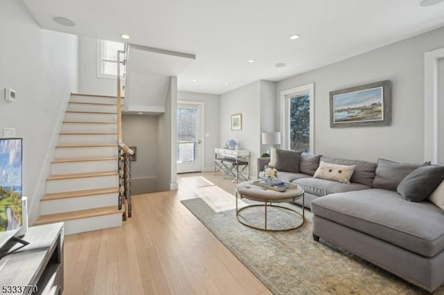 living room featuring light hardwood / wood-style floors