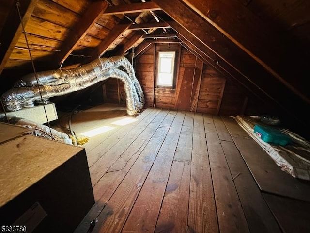 view of unfinished attic