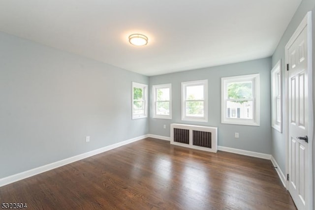 interior space with dark wood-type flooring