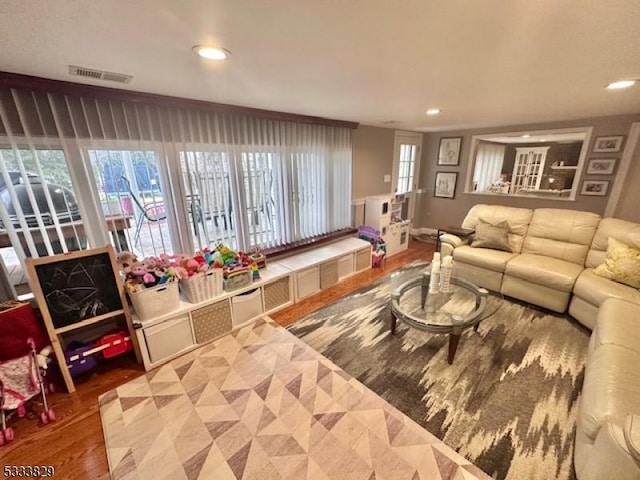 living room with hardwood / wood-style floors